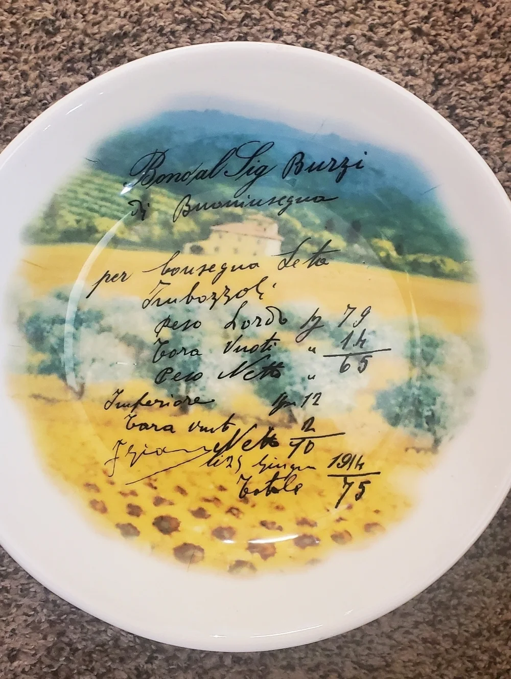 OPIFICIO ETICO PASTA DISH. MADE IN ITALY. 12.5 WIDE. YELLOW BLUE CERAMIC